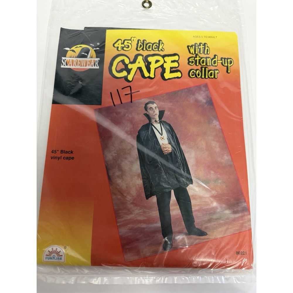 Rubies 45" Black Cape Adult Unisex Dracula Vampire Costume‎ One Size Collar H-1